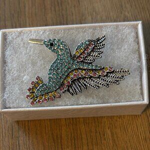 Hummingbird in Flight Crystal Brooch Pin Sparkling Rhinestone Crystal New in Box